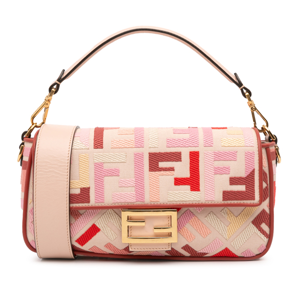Pre-Loved Fendi Zucca Embroidered Canvas Baguette Satchel - Picture 1 of 12